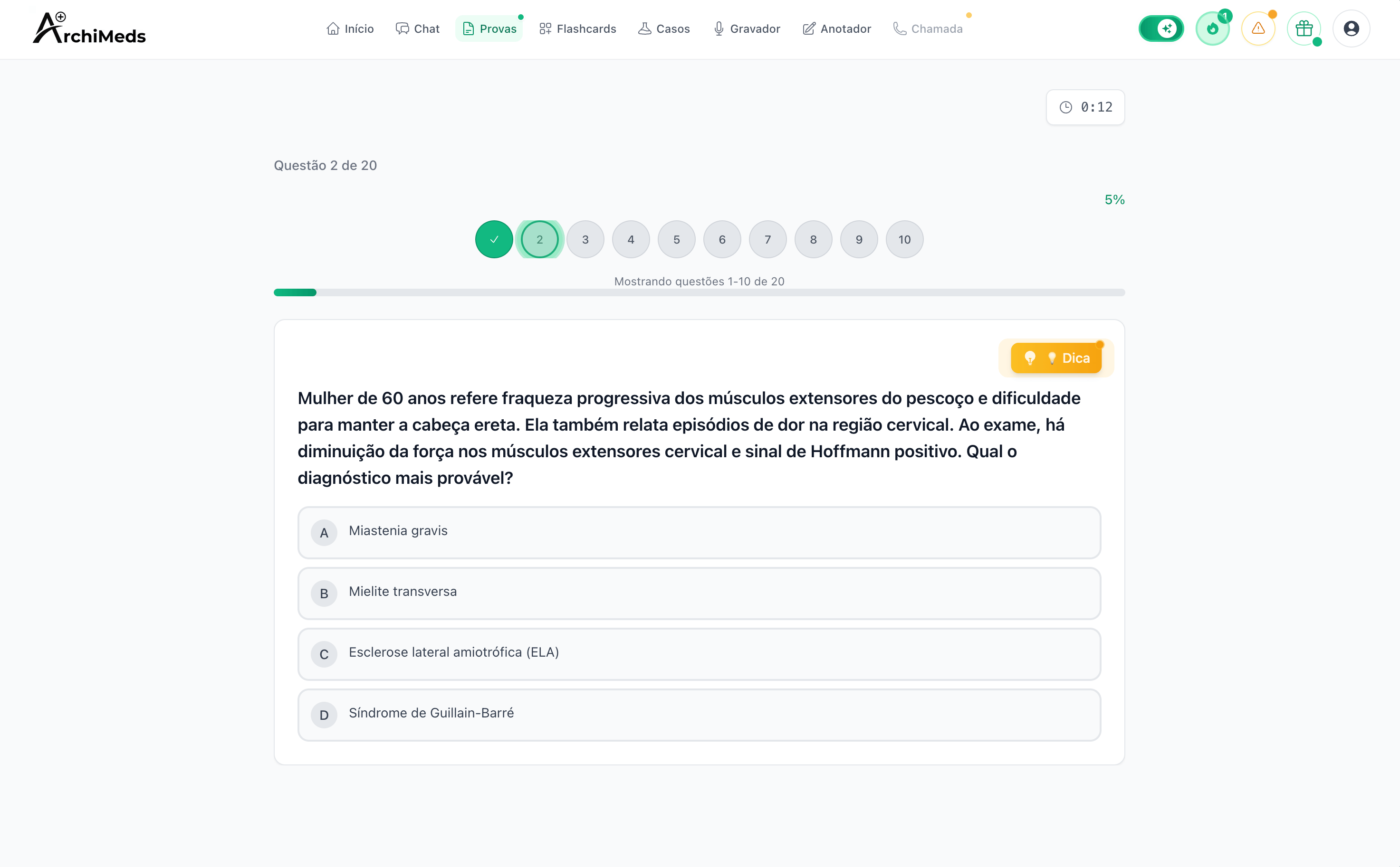 Gerador de provas médicas personalizadas com IA ArchiMeds para estudantes