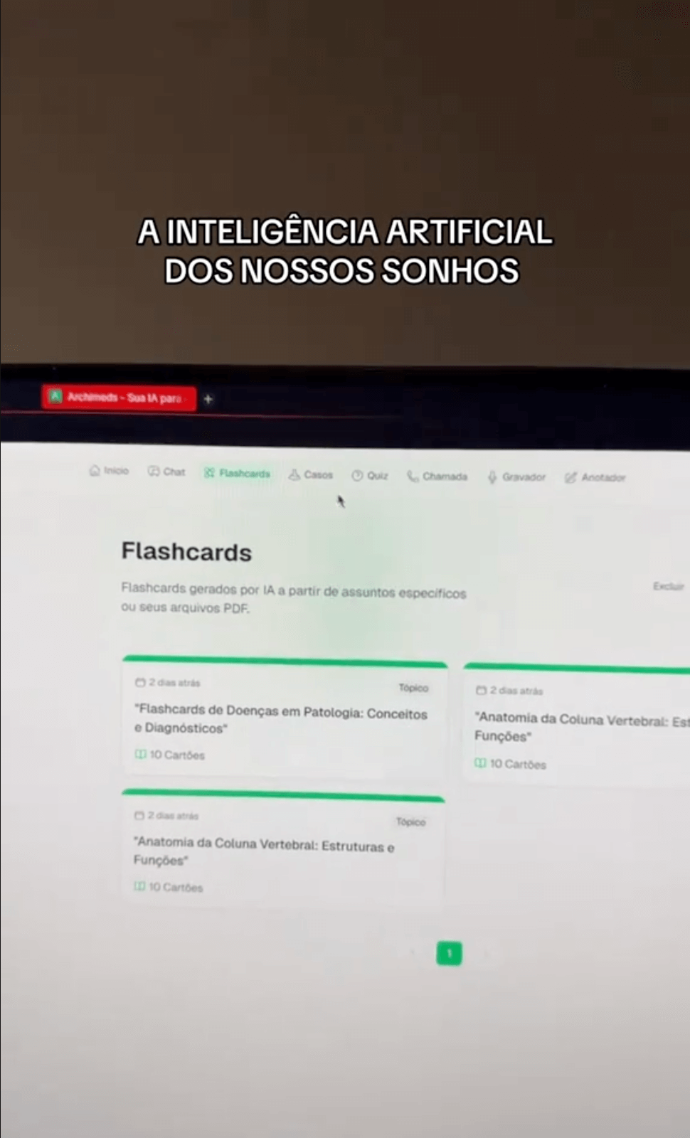 Depoimento em vídeo de pepegois - estudante de medicina usando ArchiMeds no TikTok